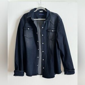 Men's Dark Blue Denim Shirt Jacket